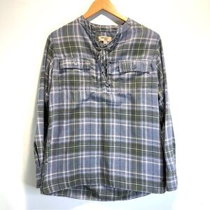 Triple Five Soul plaid Pirate lace up Henley long sleeve Women’s Large